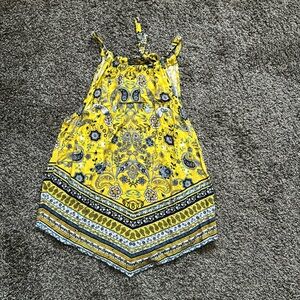 No Boundaries Yellow Paisley Adjustable Halter Bandana Top Size Medium